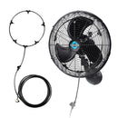 Tornado 16 Inch Outdoor Wall Mount Fan with Pre-Installed Misting Kit for Patio Barn Greenhouse
