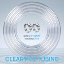 Hexago Clear PVC Tubing 2/3 Inch Inner Diameter x 25 FT Flexible Vinyl Hose for Water Pump Aquarium Hydroponics Drainage Fluid Transfer Transparent Plastic Tube with 2 Metal Clamps