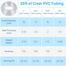 Hexago Clear PVC Tubing 1 Inch Inner Diameter x 25 FT Flexible Vinyl Hose for Water Pump Aquarium Hydroponics Drainage Fluid Transfer Transparent Plastic Tube with 2 Metal Clamps