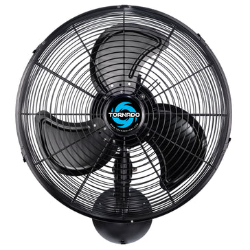 Tornado 16 Inch Pro Series Waterproof Outdoor Oscillating Wall Mount Fan - High Velocity Heavy Duty Metal Wall Mount Fan - UL
