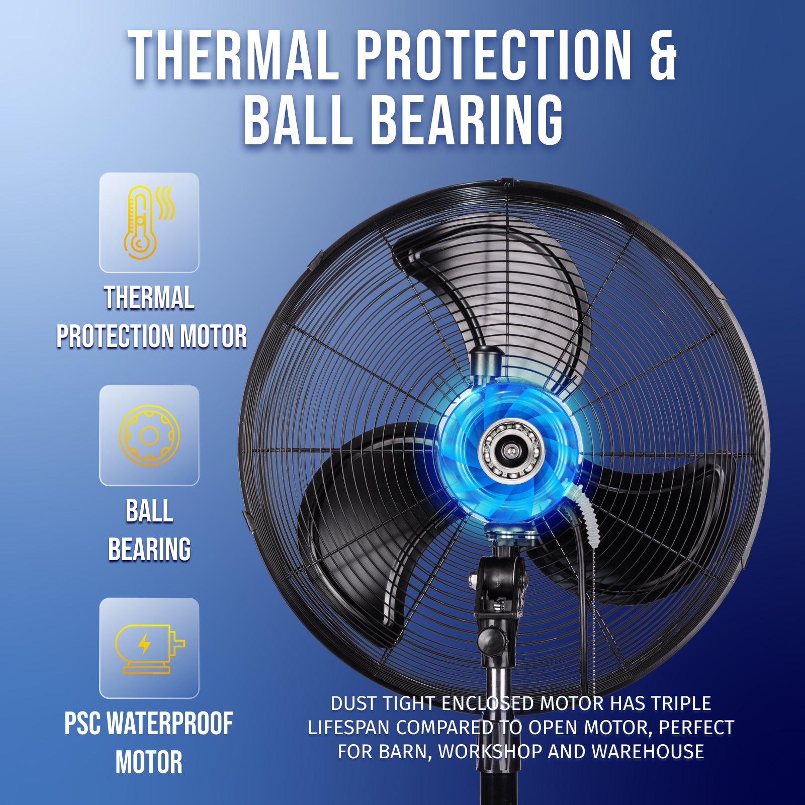 Tornado 20 Inch High Velocity Metal Oscillating Pedestal Fan Water-Resistant
