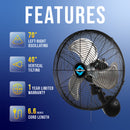 Tornado 20" Pro Series Metal Oscillating Wall Fan - 5250 CFM - UL