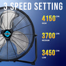 Tornado 18'' High Velocity Metal Floor Fan, 120°Tilt, 6.0 FT Cord - 4150 CFM - UL