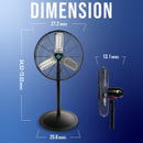 Tornado 24" High Velocity Metal Oscillating Pedestal Fan - 7600 CFM - UL