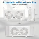 Torando 9 Inch Dual Window Fan with 2-Speed Adjustable, 22-33 Inch Expandable, Manual Air Intake & Exhaust Control, 60W Power, Ideal for Home, Office, Bedroom, Kitchen, White Window Fan