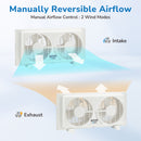 Torando 9 Inch Dual Window Fan with 2-Speed Adjustable, 22-33 Inch Expandable, Manual Air Intake & Exhaust Control, 60W Power, Ideal for Home, Office, Bedroom, Kitchen, White Window Fan