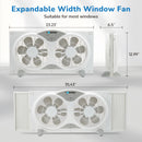 Tornado 9 Inch Window Fan with 3-Speed Settings and Detachable Base, Remote Control Window Fan for Home, Dual Fan, 23.5-35.4 Inch Expandable, 3 Function Modes (Cooling/Exhaust/Circulation), White