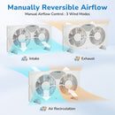 Tornado 9 Inch Dual Window Fan with 8-Hour Timer and 3-Speed Settings, 23.5-36 Inch Expandable, 3 Function Modes (Cooling/Exhaust/Circulation), Detachable Base, Remote Control Window Fan for Home