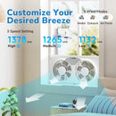 Tornado 9 Inch Dual Window Fan with 8-Hour Timer and 3-Speed Settings, 23.5-36 Inch Expandable, 3 Function Modes (Cooling/Exhaust/Circulation), Detachable Base, Remote Control Window Fan for Home