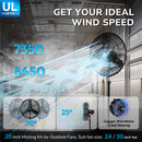 Tornado 24 Inch Outdoor Misting Pedestal Fan, 7350 CFM High Velocity Oscillating Fan with Water-Resistant Design, 10 Brass Nozzles & 19.69 FT Hose for Patio, Garden, Backyard Cooling