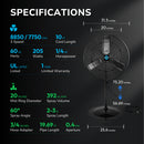 Tornado 8850 CFM 30 Inch Misting Pedestal Fan Oscillating,Water-Resistant Outdoor Pedestal Fan with Fan Misting Kit,19.69 FT Hose + 10 Brass Nozzles + Brass Adapter(3/4") for Patio,Garden