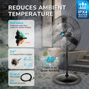 Tornado 8850 CFM 30 Inch Misting Pedestal Fan Oscillating,Water-Resistant Outdoor Pedestal Fan with Fan Misting Kit,19.69 FT Hose + 10 Brass Nozzles + Brass Adapter(3/4") for Patio,Garden