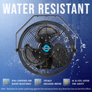 Tornado 12" Outdoor Rated IPX4 Water Resistant High Velocity Metal Wall Fan - 1650 CFM - ETL