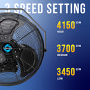 Tornado 18" Outdoor Rated IPX4 Water Resistant High Velocity Metal Wall Fan - 4150 CFM - UL